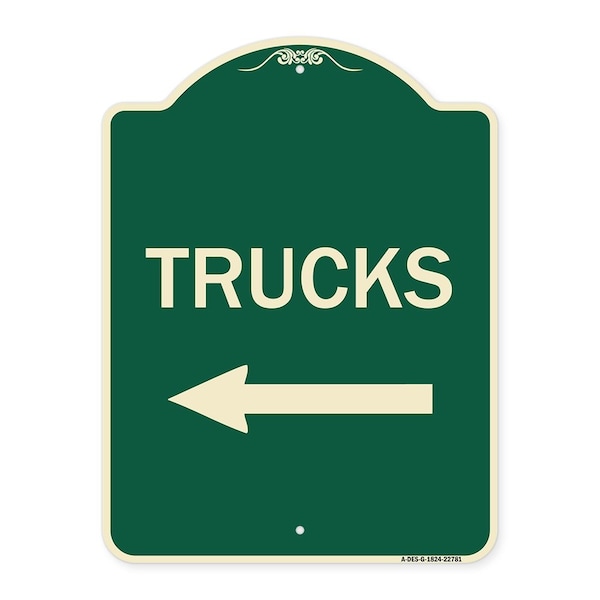 Signmission Trucks Trucks With Left Arrow Heavy-Gauge Aluminum Architectural Sign, 24" x 18", G-1824-22781 A-DES-G-1824-22781 - main